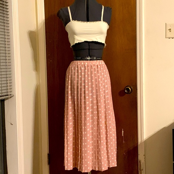 Vintage Dresses & Skirts - Pink polkadot midi